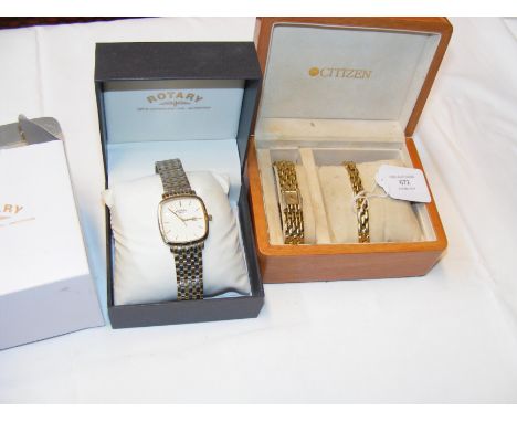 A ladies Citizen wrist watch with matching bracelet, together with a gents boxed Rotary wrist watch