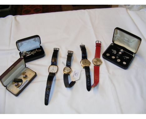Gents wrist watches, gold cased wrist watch