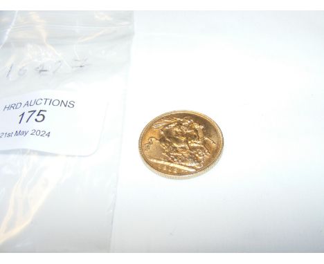 A 1913 gold sovereign coin