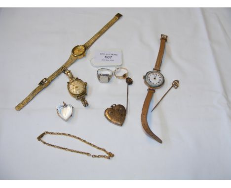 Gold rings, ladies wrist watches etc.