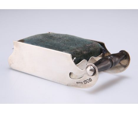 A RARE LATE VICTORIAN SILVER NOVELTY PIN CUSHION,&nbsp;by&nbsp;John Grinsell &amp; Sons, London 1899, in the form of a sleigh