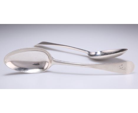 A PAIR OF GEORGE III SILVER TABLESPOONS,&nbsp;by Robert Gray, Edinburgh 1791, Old English pattern, the terminals engraved wit