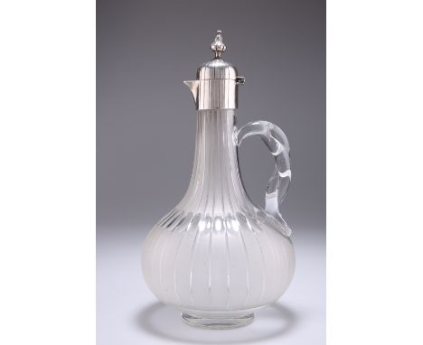 A VICTORIAN SILVER-MOUNTED CLARET JUG,&nbsp;by&nbsp;Henry Wilkinson &amp; Co, Sheffield 1860, the frosted body with oval-shap