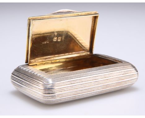 A GEORGE III SILVER SNUFF BOX,&nbsp;by William Purse, London 1806, rounded rectangular with reeded ground. 7.5cm wide, 2.8 tr