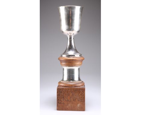 ROBERT THOMPSON OF KILBURNAN ARTS AND CRAFTS BRITANNIA SILVER TROPHY CUP ON A MOUSEMAN OAK STAND, by Deakin & Francis, Birmin