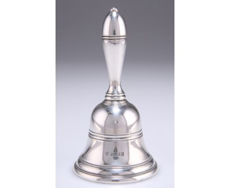 AN ELIZABETH II SILVER TABLE BELL,&nbsp;by&nbsp;J B Chatterley &amp; Sons Ltd, Birmingham 1970, of plain form with baluster h