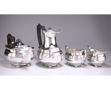 A GEORGE V SILVER FOUR-PIECE TEA SERVICE,&nbsp;by&nbsp;Manoah Rhodes &amp; Sons Ltd, Sheffield 1929, comprising teapot, hot w