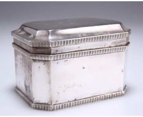AN EDWARD VIII SILVER BISCUIT BOX,&nbsp;by&nbsp;William Bruford &amp; Son Ltd, London 1936, rectangular with canted corners. 