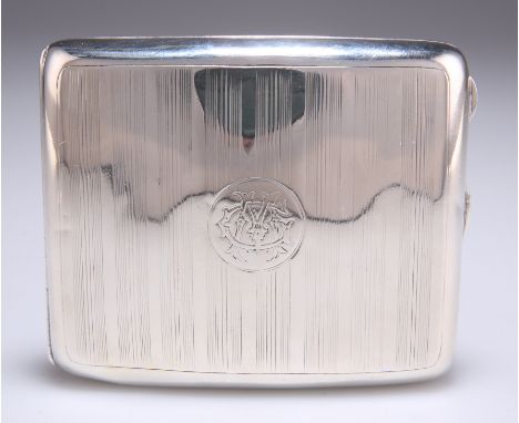 A GEORGE V SILVER CIGARETTE CASE,&nbsp;by William Neale &amp; Son Ltd, Birmingham 1914, rounded rectangular, shaped for the p