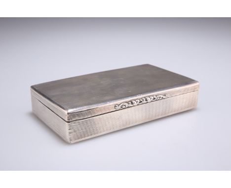 A LARGE VICTORIAN SILVER TABLE SNUFF BOX,&nbsp;by&nbsp;George Unite, Birmingham 1883, rectangular with hinged cover, engine-t