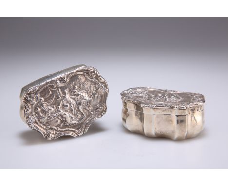 A RARE PAIR OF VICTORIAN SILVER BOXES WITH INTEGRAL VESTAS,&nbsp;by&nbsp;Lionel Alfred Crichton, London 1894, cartouche shape