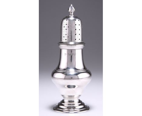 A VICTORIAN SILVER SUGAR CASTER,&nbsp;by Edward John Haseler &amp; Noble Haseler, London 1900, baluster form, the pierced cov