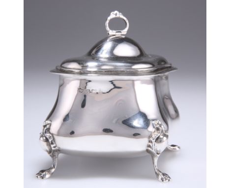 A GEORGE V SILVER TEA CADDY,&nbsp;by S Blanckensee &amp; Son Ltd, Birmingham 1925, lobed quatrefoil with conforming shaped hi