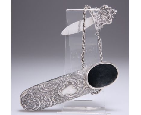 A LATE VICTORIAN SILVER CHATELAINE SPECTACLES CASE,&nbsp;by George Nathan &amp; Ridley Hayes, Chester 1900, the case chased a