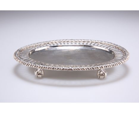 A SMALL VICTORIAN PIERCED SILVER SALVER,&nbsp;by&nbsp;Francis Boone Thomas, London 1886, oval with ropework edge and ball and