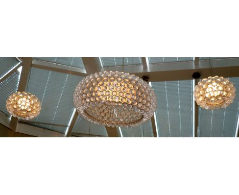 *Stylish modern suite of 3 ceiling lights, central light 26" diameter, the smaller pair 9" diameter (3)