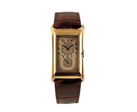 RARE ROLEX PRINCE 14 CT GOLD GENTLEMAN'S RECTANGULAR WRISTWATCH model Eton Prince 1/4 century club, with manual wind movement