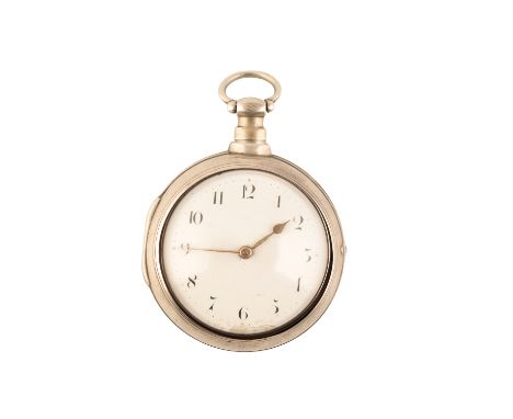 J. ROBERTS OF LONDON: GENTLEMAN'S SILVER PAIR-CASED POCKET WATCH, London circa 1860, with key-wind movement, the white enamel