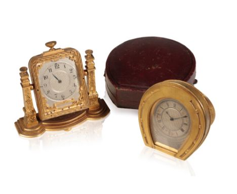 POCKET WATCH DESK CLOCK, the silvered engine turned dial with Roman numerals, the movement inscribed "Gindrat &amp; Co Geneve