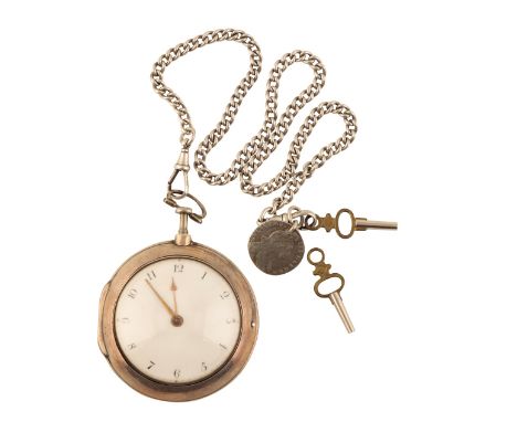 J. THOMPSON: GENTLEMAN'S SILVER PEAR-CASED POCKET WATCH, London circa 1790, with key-wind movement, the white enamel dial wit