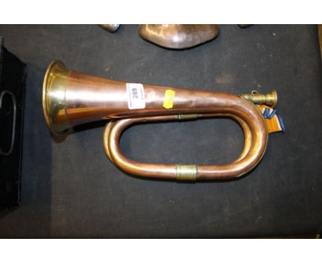 A copper and brass bugle