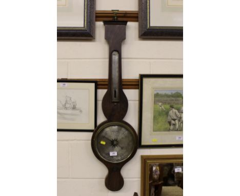 A 19th Century rosewood banjo barometer with silvered dial