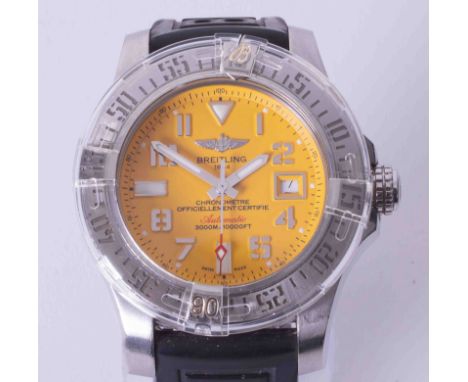 Breitling, a gents Avenger II Seawolf 1719717, A1733110/I519 wristwatch, yellow dial, self winding automatic chronometer move