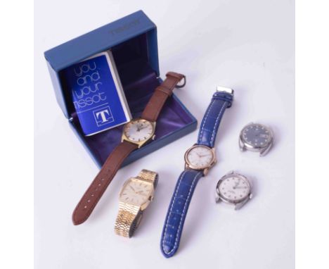 Mixed collection of watches to include a gents Tissot PR 516 Swiss wristwatch with box and leaflet, Lanco shock protected wri