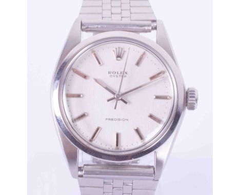 Rolex, a 1960's gents stainless steel Oyster Precision manual wind wristwatch, numbers 6426, 2031878? With copy of full servi