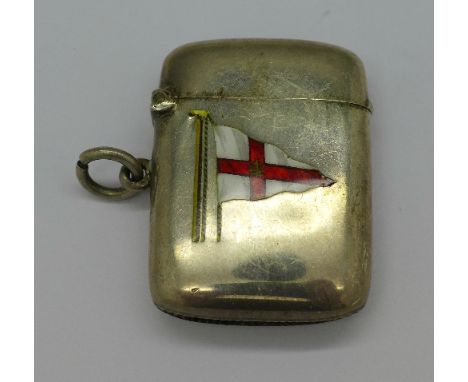 A silver and enamel vesta case, Birmingham 1903