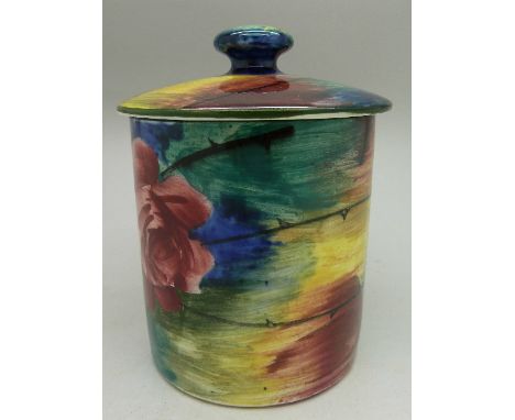 A Wemyss preserve pot, lid a/f, height 10cm