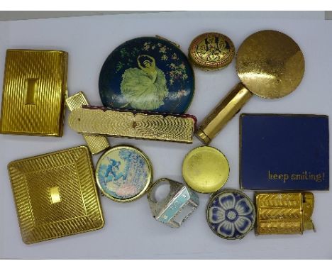 Compacts, lipstick holders, a lighter and a Christian Dior cosmetic ring