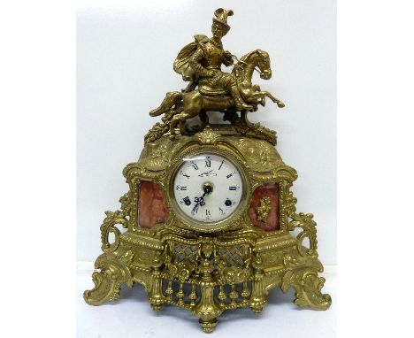 A brass mantel timepiece, made in Italy, height 40cm