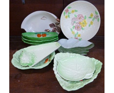 Carlton Ware and Midwinter leaf ware dishes and a Wade Heath bowl