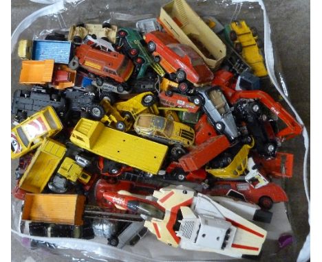 Approximately eighty die-cast vehicles including Corgi, Matchbox, etc.