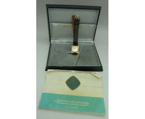 A lady's 18ct gold Jaeger-LeCoultre automatic wristwatch, boxed, with paperwork