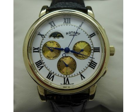 A gentleman's Rotary automatic wristwatch with moonphase, boxed