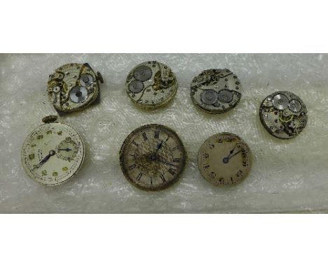 Six 1930's / 40's wristwatch movements including Rotary and a fob watch movement