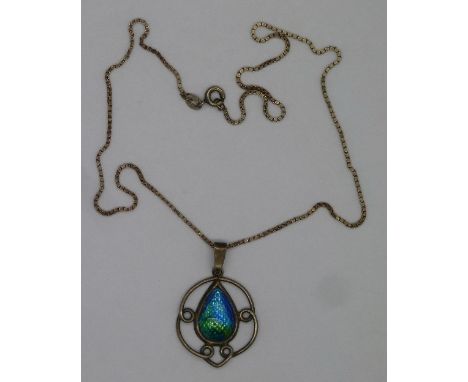 A silver and enamel Charles Horner pendant, Chester 1908