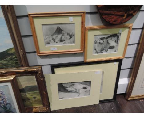 Four vintage black and white photographs including Ascent of Mount Blanc, The Matterhorn