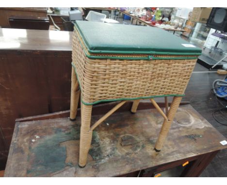 A vintage wicker sewing table