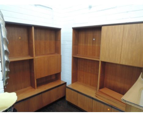 Two vintage teak lounge unit/bookshelves
