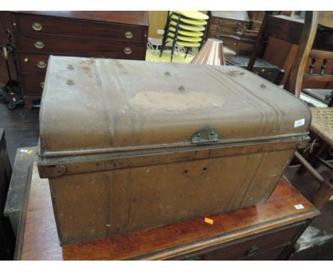 A vintage tin trunk