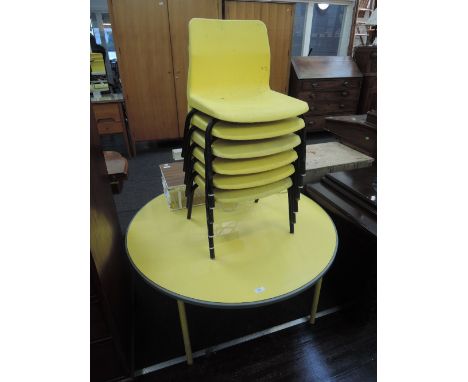 A vintage primary school table and 6 chairs