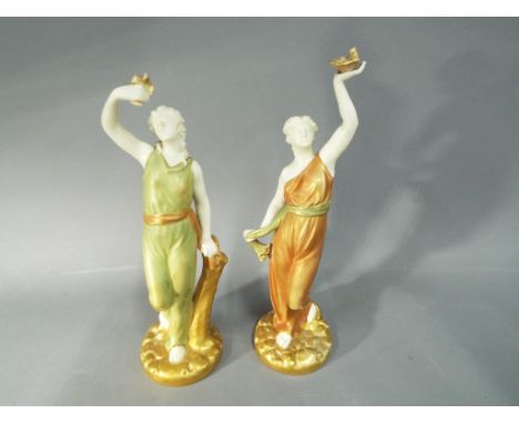 Royal Worcester - a pair of Royal Worcester figurines tallest being approx 26cms (h) Condition: no sign of chips, cracks, hai
