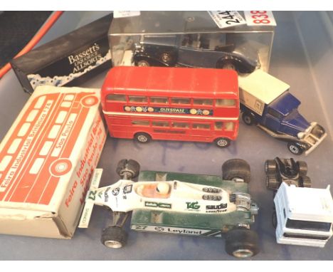 Collection of model vehicles including Scalextric and and Corgi buses