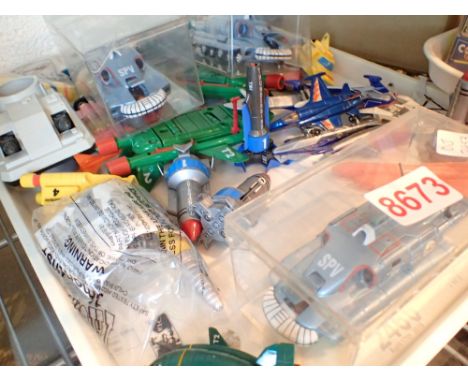 Tray of cartoon and puppet related television series vehicles Thunderbirds Wacky Races and Captain Scarlett