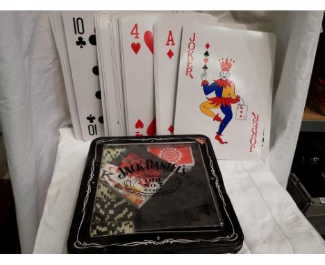 Giant playing cards and a Jack Daniels poker set. P&amp;P Group 1 (£14+VAT for the first lot and £1+VAT for subsequent lots) 