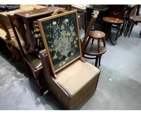 Mixed furniture including chairs, table firescreen etc. Not available for in-house P&amp;P 