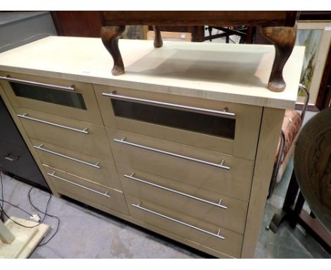 Modern light wood chest of six drawers. Not available for in-house P&amp;P 